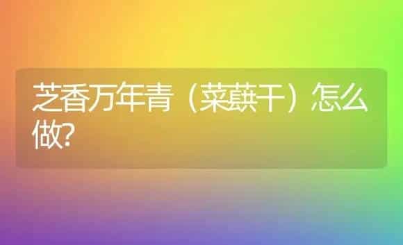 芝香万年青（菜蕻干）怎么做？ | 植物问答