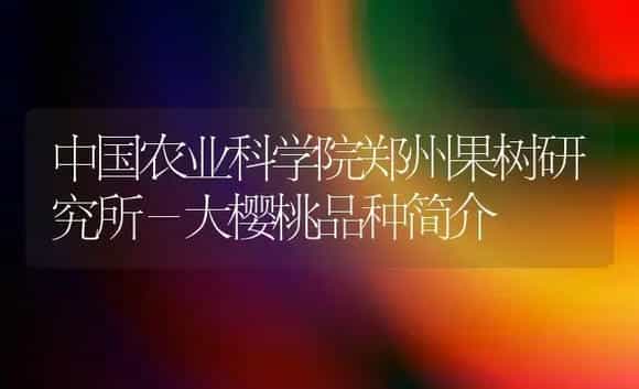 中国农业科学院郑州果树研究所-大樱桃品种简介 | 植物科普
