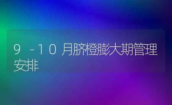 9－10月脐橙膨大期管理安排 | 植物科普