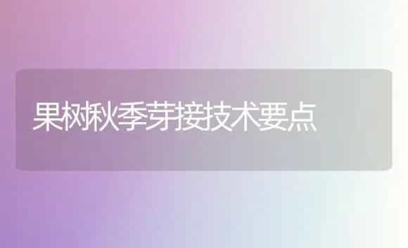 果树秋季芽接技术要点 | 植物科普