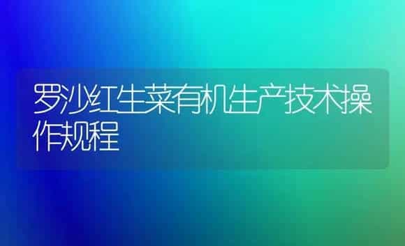 罗沙红生菜有机生产技术操作规程 | 植物科普