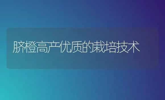 脐橙高产优质的栽培技术 | 植物科普