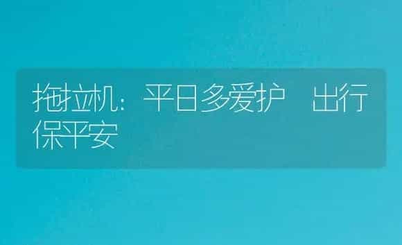 拖拉机:平日多爱护 出行保平安 | 农资农机