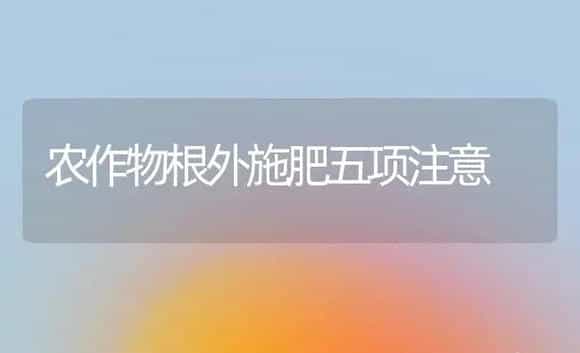 农作物根外施肥五项注意 | 植物肥料
