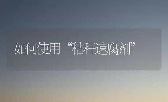 如何使用“秸秆速腐剂” | 植物农药