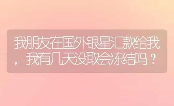 我朋友在国外银星汇款给我,我有几天没取会冻结吗？ | 多肉养殖
