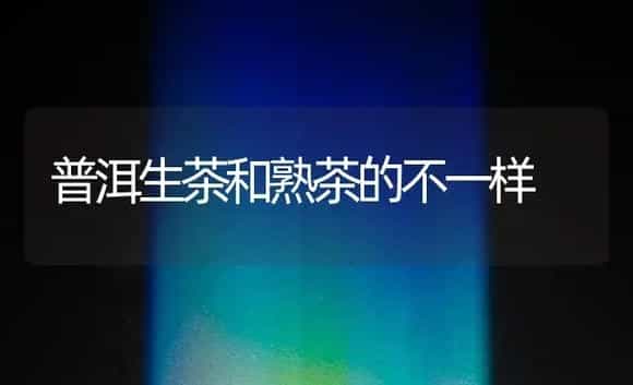 普洱生茶和熟茶的不一样 | 农作物种植