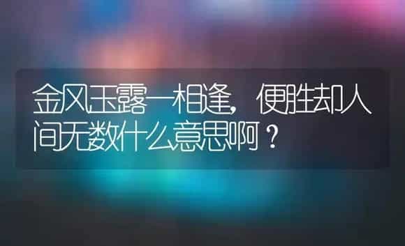 金风玉露一相逢,便胜却人间无数什么意思啊？ | 多肉养殖