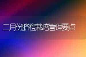 三月份脐橙栽培管理要点