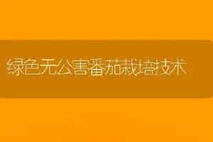 绿色无公害番茄栽培技术